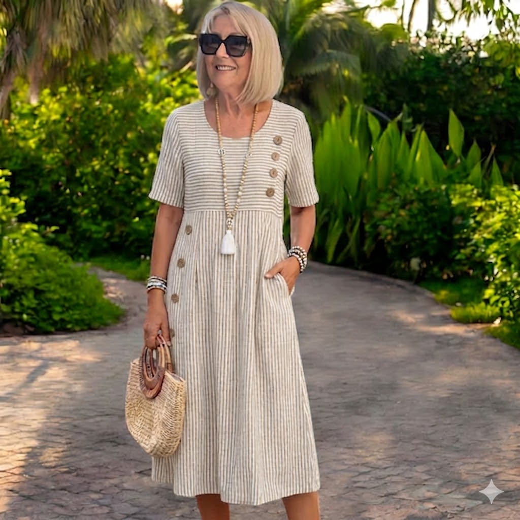 Julia – Vestido midi a rayas ligero y vaporoso