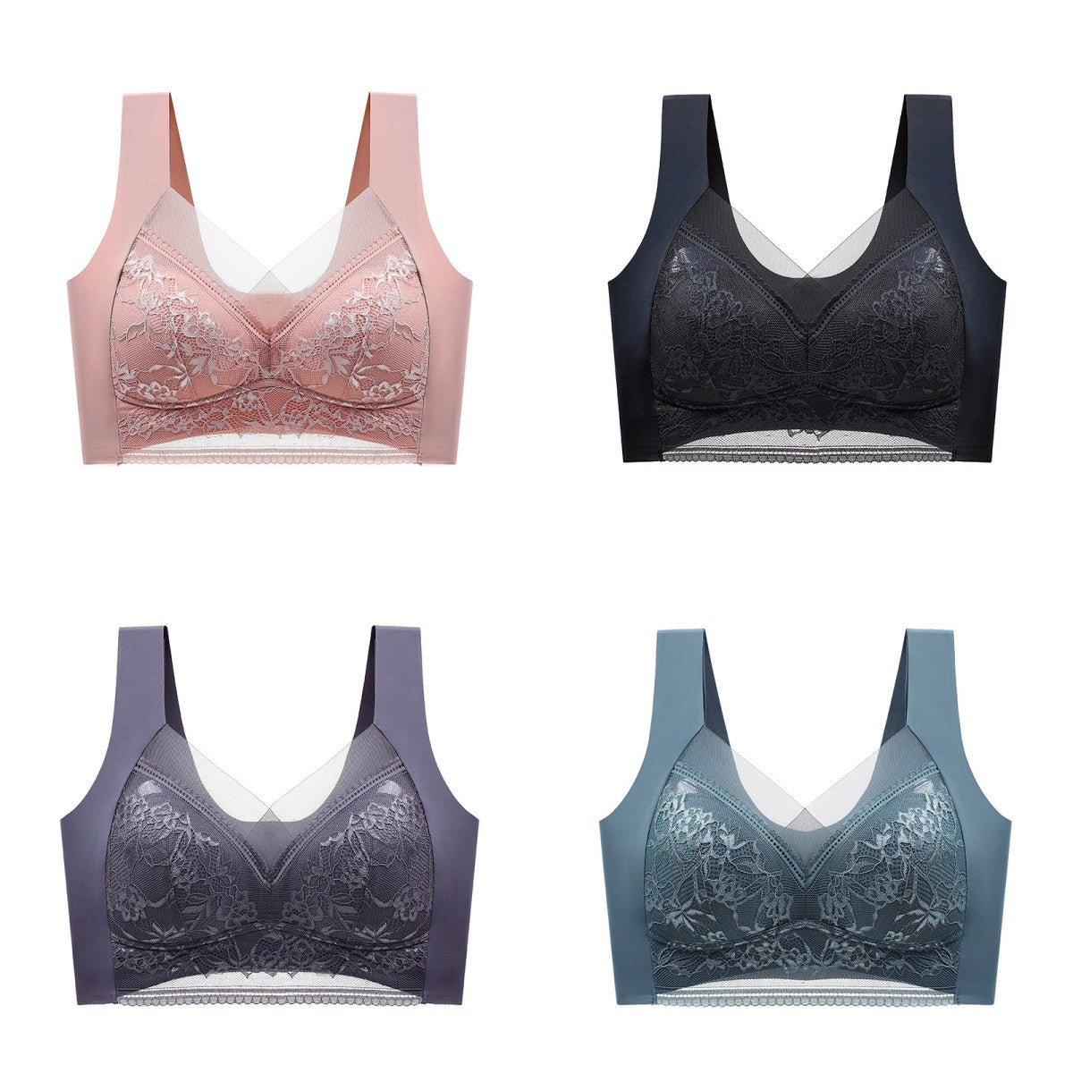 【30%OFF】🔥【4 darabos】👙【40-110 KG】Kényelmes varrat nélküli csipke melltartó