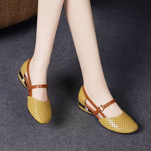 🌼【35-41】2025 noi sandale cu toc mic cu vârf rotund