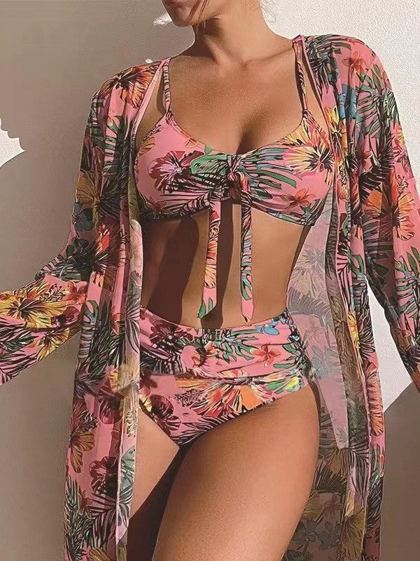 👙☀️【S-2XL】2025 Nou Set de costume de baie cu șal din trei piese