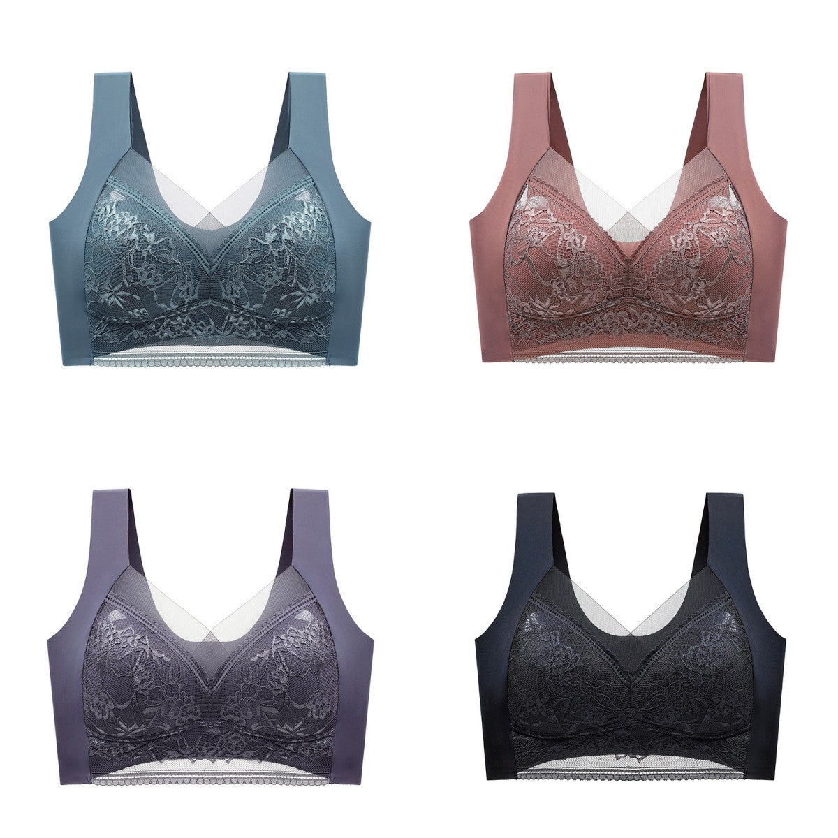 【30%OFF】🔥【4 darabos】👙【40-110 KG】Kényelmes varrat nélküli csipke melltartó
