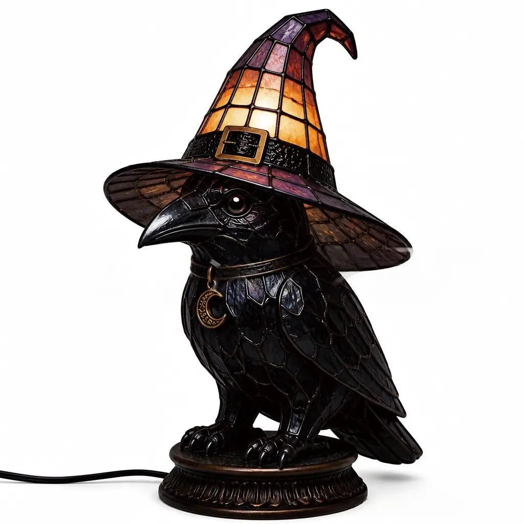 🧙♀️✨Lampa w kształcie kapelusza czarownicy, ozdoba z żywicy, ozdoba na biurko, lampa stołowa