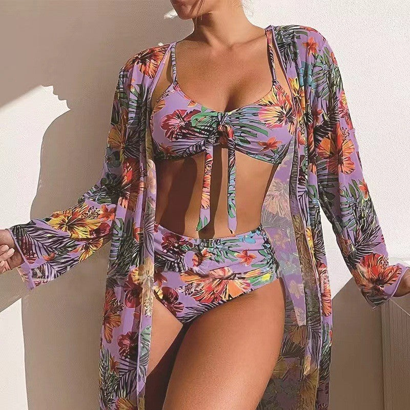👙☀️【S-2XL】2025 Nou Set de costume de baie cu șal din trei piese