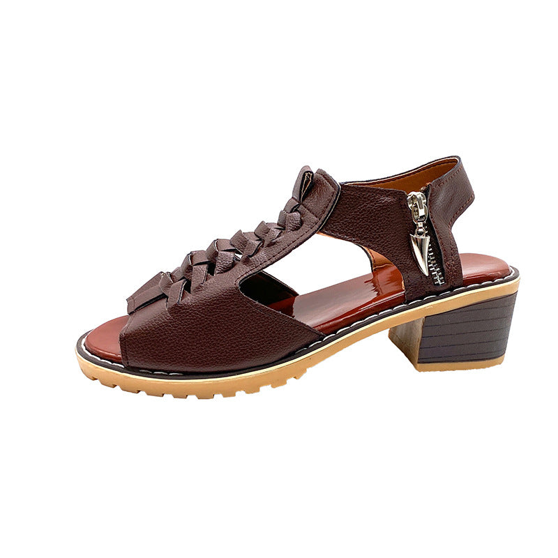 Wyprzedaż magazynu 💟【35-41】Klasyczne retro skórzane sandały damskie na grubej platformie