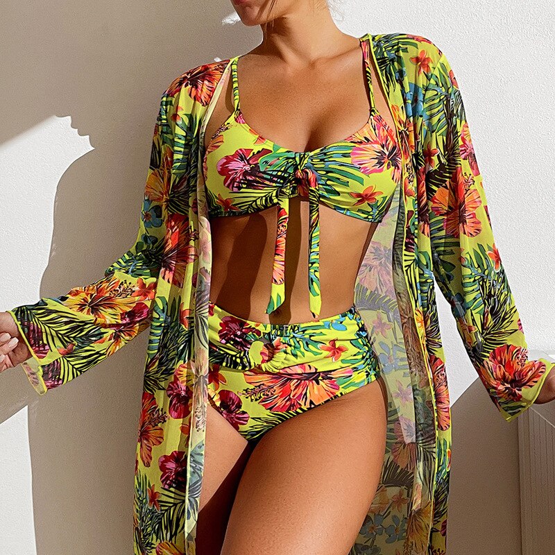 👙☀️【S-2XL】2025 Nou Set de costume de baie cu șal din trei piese