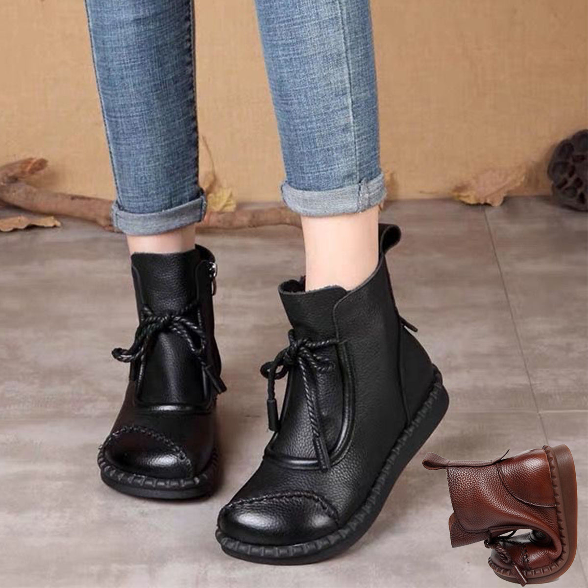 🔥【35-40】🥾 Damskie jesienno-zimowe, modne, ciepłe, krótkie buty, gorąca wyprzedaż