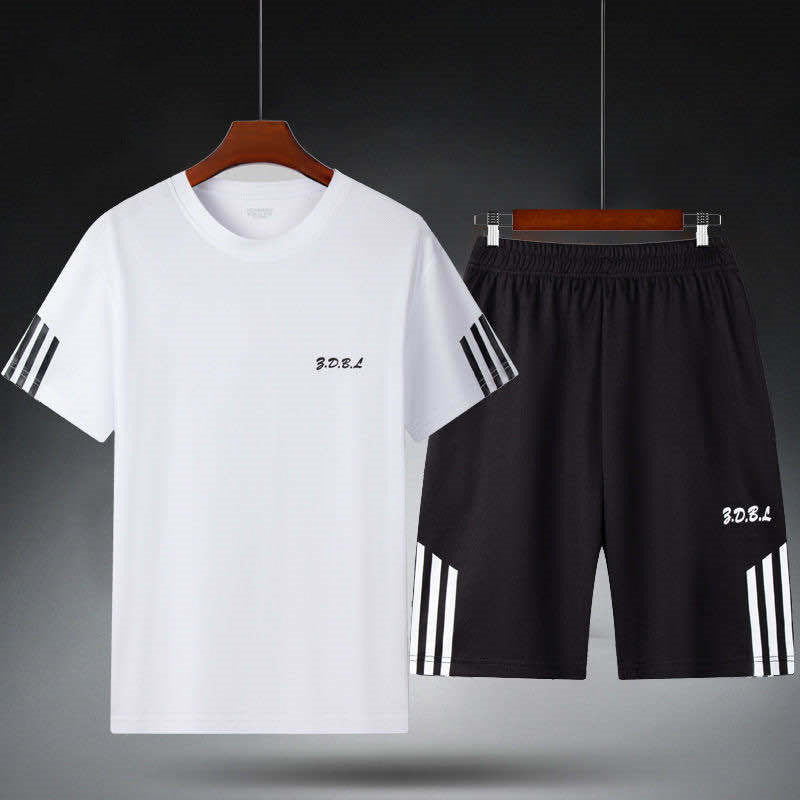 【45-100 kg】Letni męski dres, oddychająca i szybko schnąca siateczka, stylowy wygląd, odpowiedni zarówno do uprawiania sportu, jak i na okazje biznesowe.