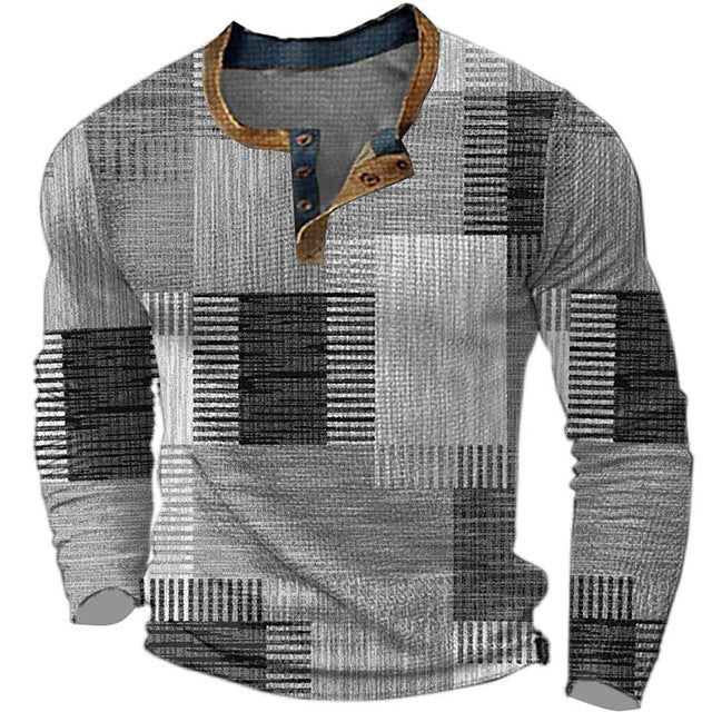 【S-4XL】Męska, jesienna, nowa, wygodna, długorękawa koszula z nadrukiem
