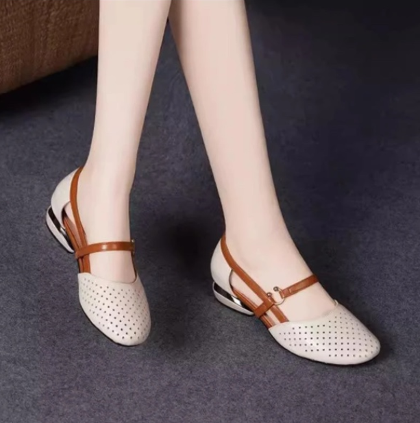 🌼【35-41】2025 noi sandale cu toc mic cu vârf rotund
