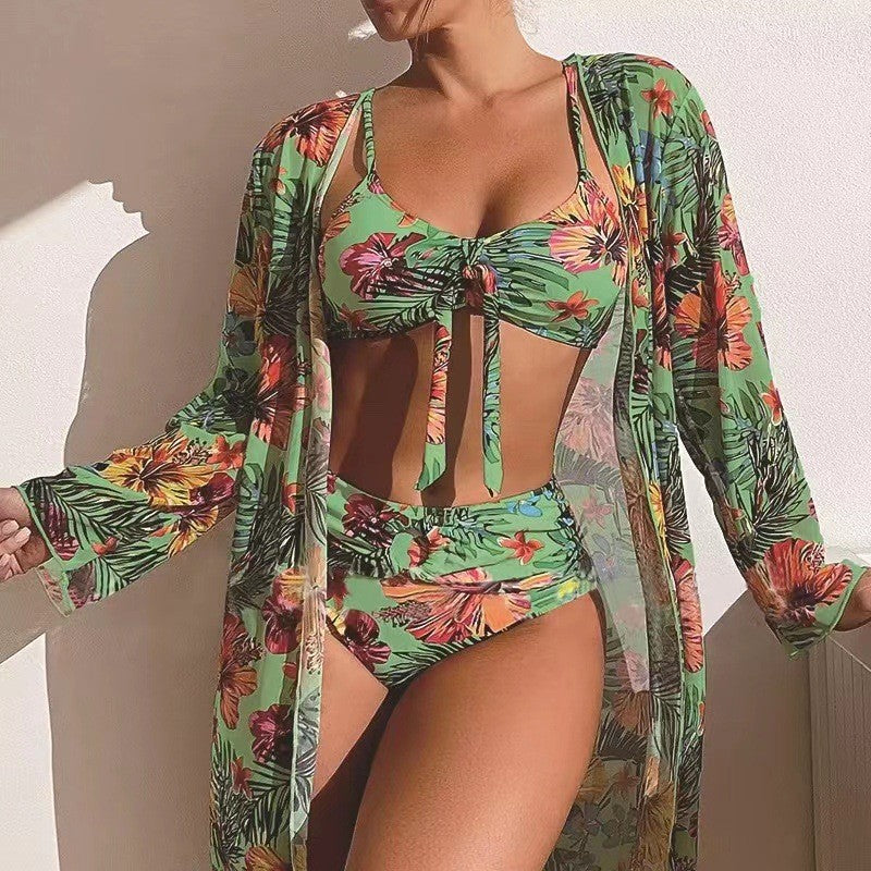 👙☀️【S-2XL】2025 Nou Set de costume de baie cu șal din trei piese
