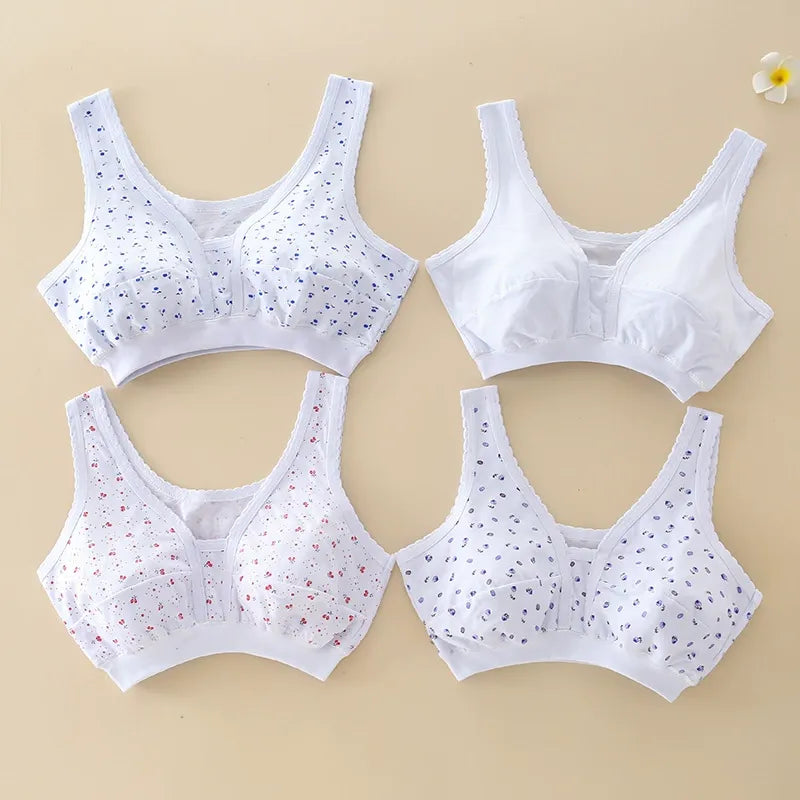 🔥【4-dielna súprava】 4-dielna súprava spodnej bielizne z čistej bavlny v štýle malého tielka pre ženy stredného a staršieho veku, plus size