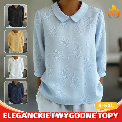 Modny, wszechstronny sweter damski z klapami, drukowany cyfrowo w 3D
