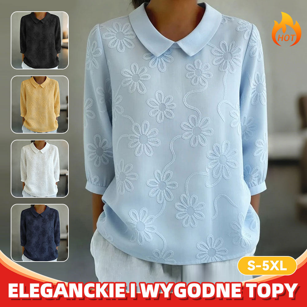 Modny, wszechstronny sweter damski z klapami, drukowany cyfrowo w 3D