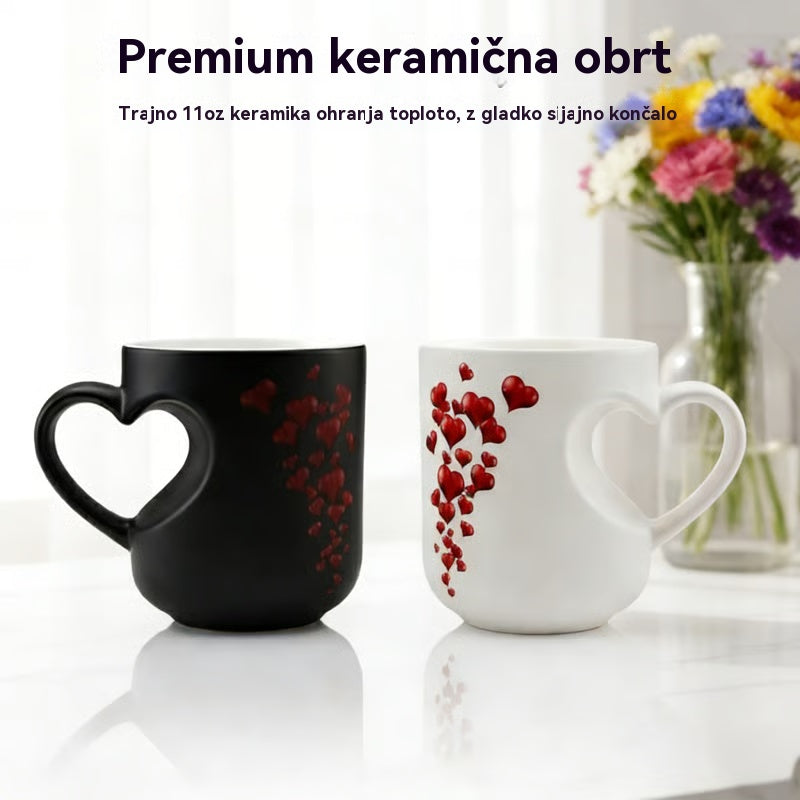 📢📢50 % popust!!! ⏰ Valentinova keramična skodelica v obliki srca, ki spreminja barvo💝✨