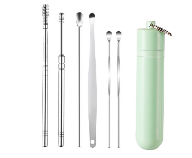 👂6 darabos fülzsír-eltávolító eszközkészlet tárolócsővel | Teljes fülápoló készlet – 6 az 1-ben eszközök! 👂