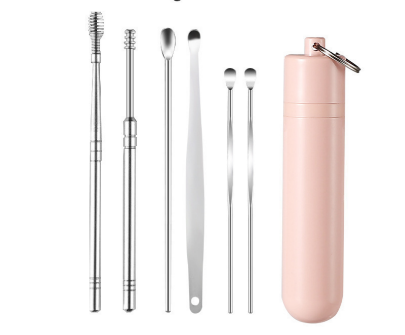 👂6 darabos fülzsír-eltávolító eszközkészlet tárolócsővel | Teljes fülápoló készlet – 6 az 1-ben eszközök! 👂