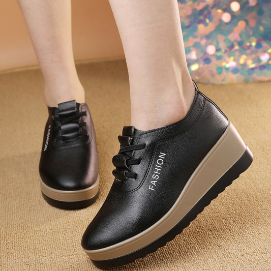 【35-42】Damskie skórzane buty z grubą podeszwą, nowy jesienny trend w modzie