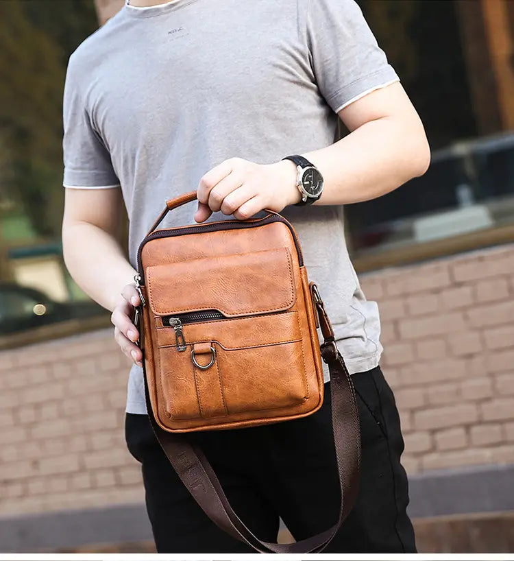 👜 50% zniżki🔥 Stylowa, codzienna męska torba ze skóry naturalnej o dużej pojemności ✅️Płatność przy odbiorze