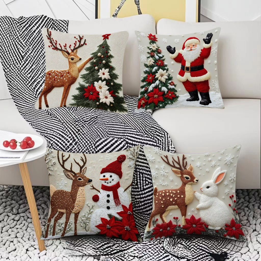 🔥【4 darabos szett】🎅Karácsonyi akció 49% kedvezménnyel🎄Karácsonyi témájú párnahuzatok