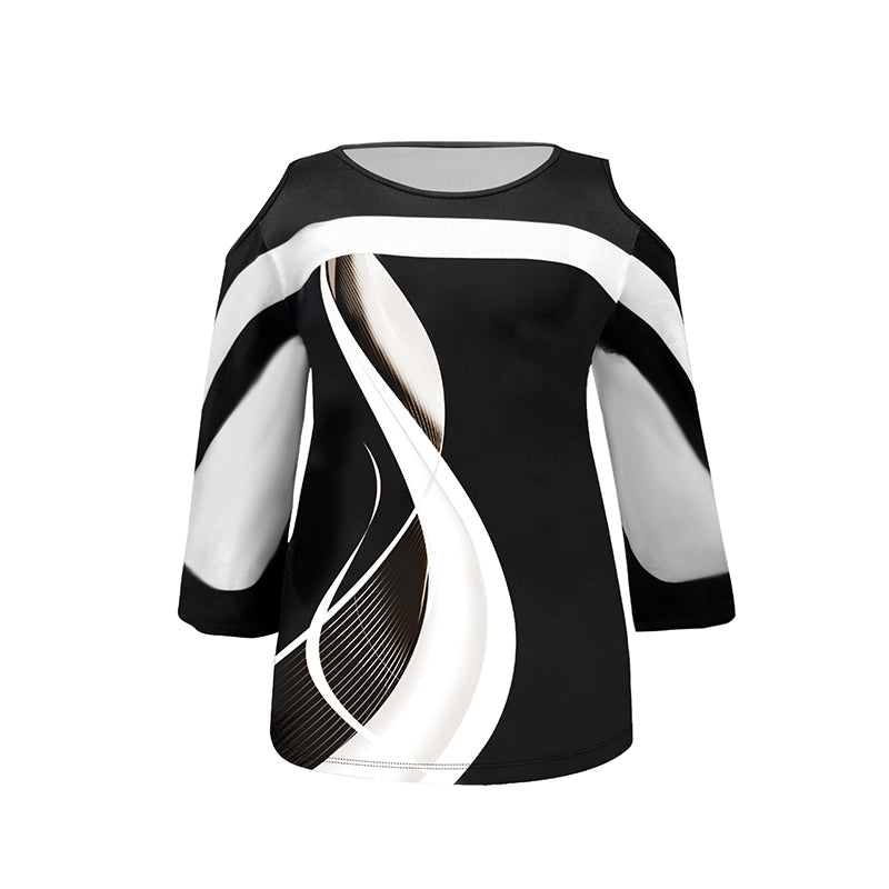 👚Specjalne oferty Plus Size👚Najlepiej sprzedający się top z odkrytymi ramionami w blokach kolorów
