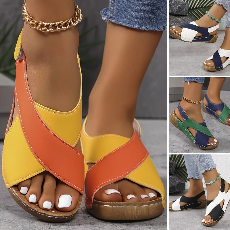 🏖️🏝️【36-43】Sandalias de cuña en contraste para mujer, zapatos de playa para vacaciones