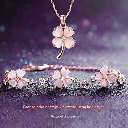 🎁【Kup 1, otrzymaj 1 gratis】💖【Naszyjnik + Bransoletka】🍀💎Zestaw naszyjnika i bransoletki ze srebra 925 z czterolistną koniczyną