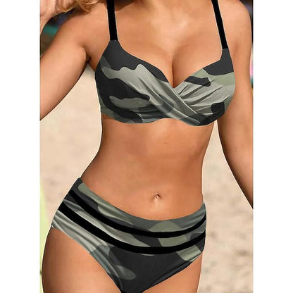 🎀[S~5XL]👙2025 Nowy kostium kąpielowy z nadrukiem i rozcięciem w dużym rozmiarze