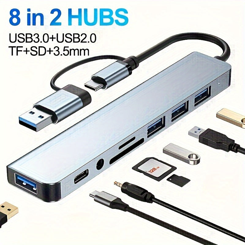 Concentrador multiinterfaz para portátil 8 en 1