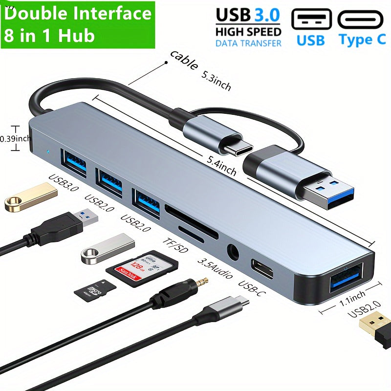 Concentrador multiinterfaz para portátil 8 en 1