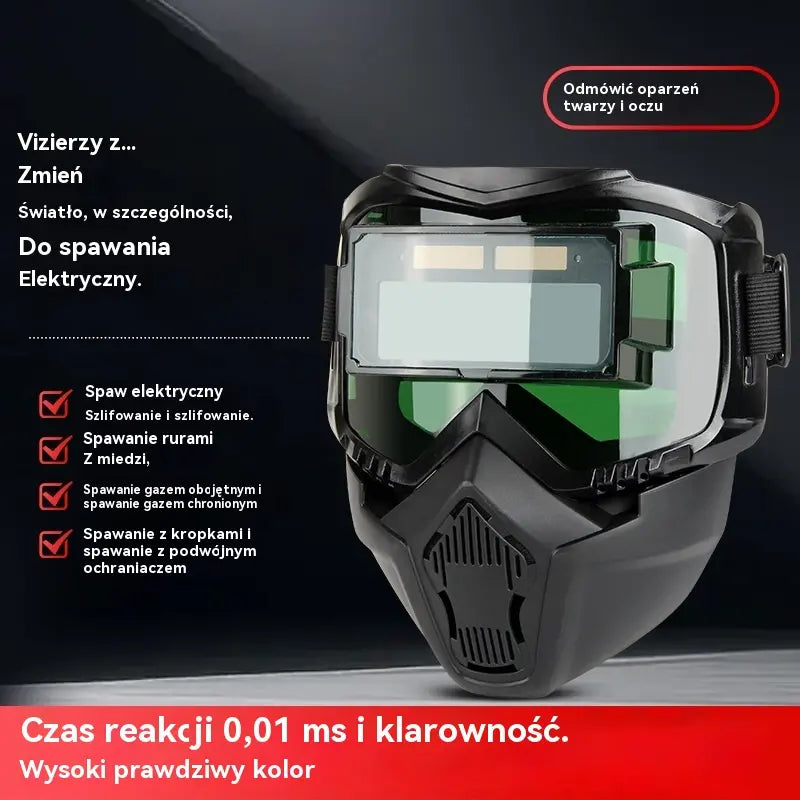🔥【Zniżka 50%】😎W pełni automatyczny hełm spawalniczy z funkcją zmiany światła, mocowany na głowie, wygodna, przewietrzająca i odporna na parowanie.