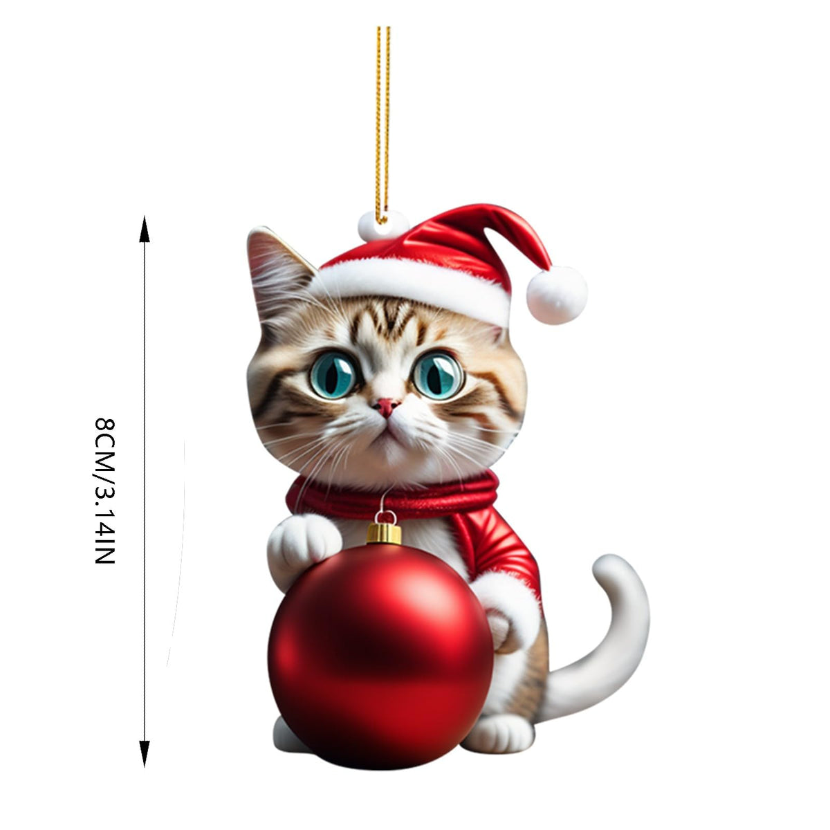🔥🐈🎄10 sztuk😻Zawieszki do dekoracji choinki w kształcie kotka，Mały wisiorek z akrylu, drukowany na płasko w technologii 2D