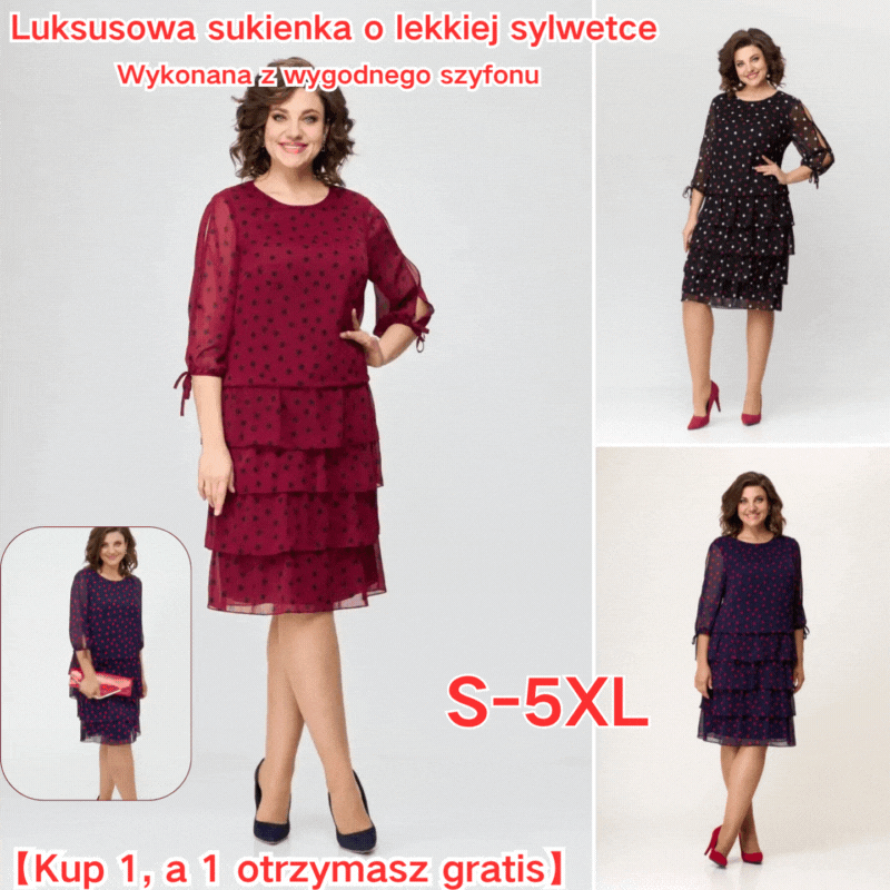 🏆【S-5XL】💃 Luksusowa sukienka o lekkiej sylwetce, wykonana z wygodnego szyfonu.