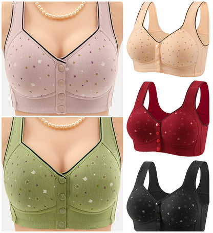 😍【Paket 3 kosov】Ženski brezžični modrček z gumbom spredaj 【40-120kg】❤️Bumbac naravni antibakterijski udoben udoben