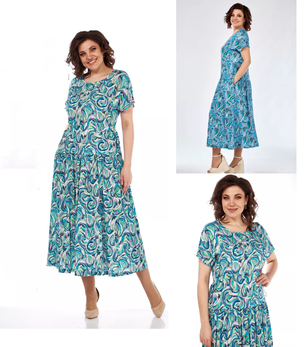 🔥🥰【🔥Najlepiej sprzedający się】👗🌺【S-5XL】Sukienka letnia z szyfonu z nadrukiem