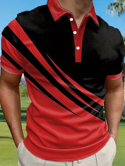 🔥👔【S-6XL】Męska nowa letnia koszulka POLO w paski z nadrukiem 3D