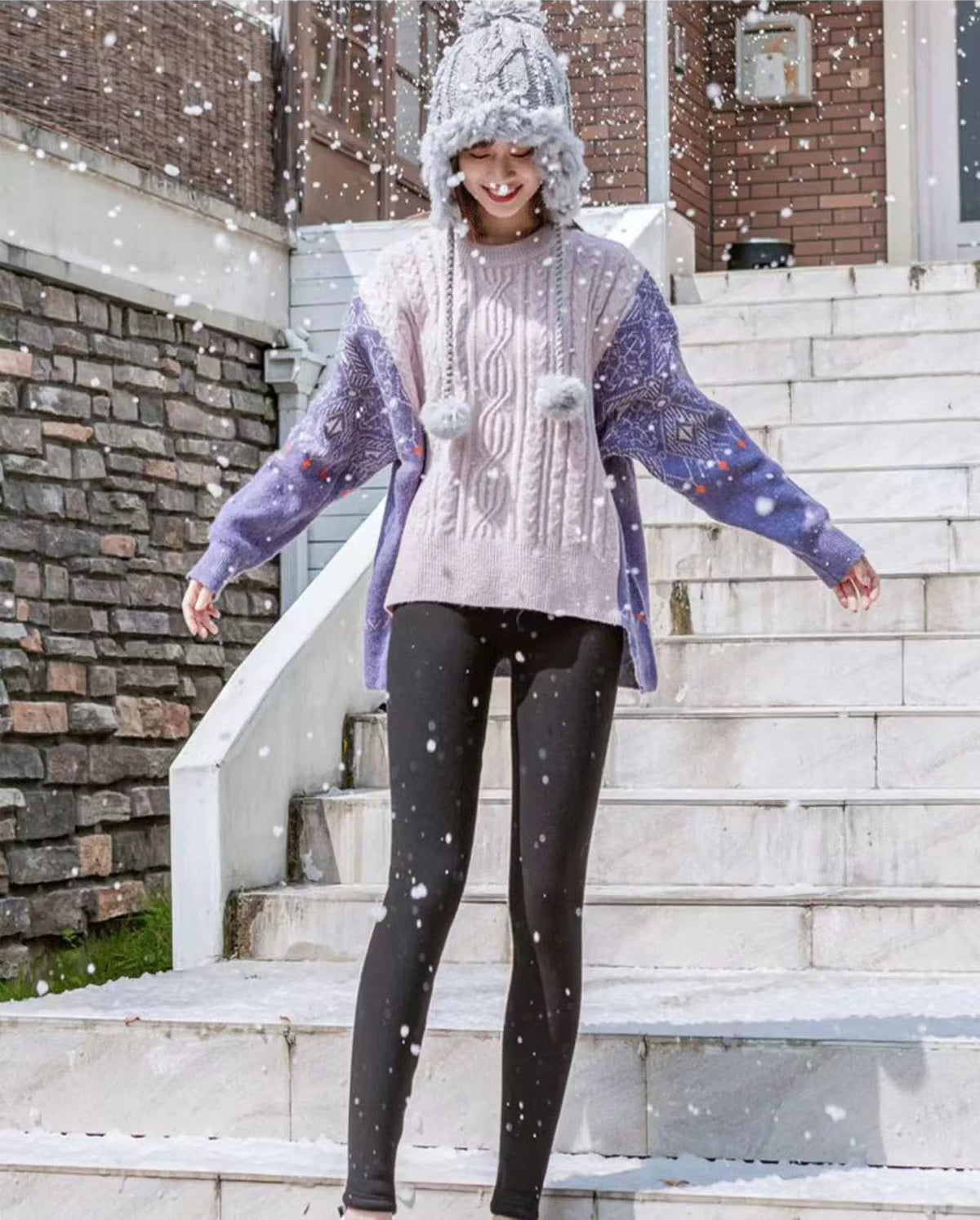 💕 [S-5XL] Legginsy ocieplane z wełny, wysoki stan, duży rozmiar, wysoka elastyczność