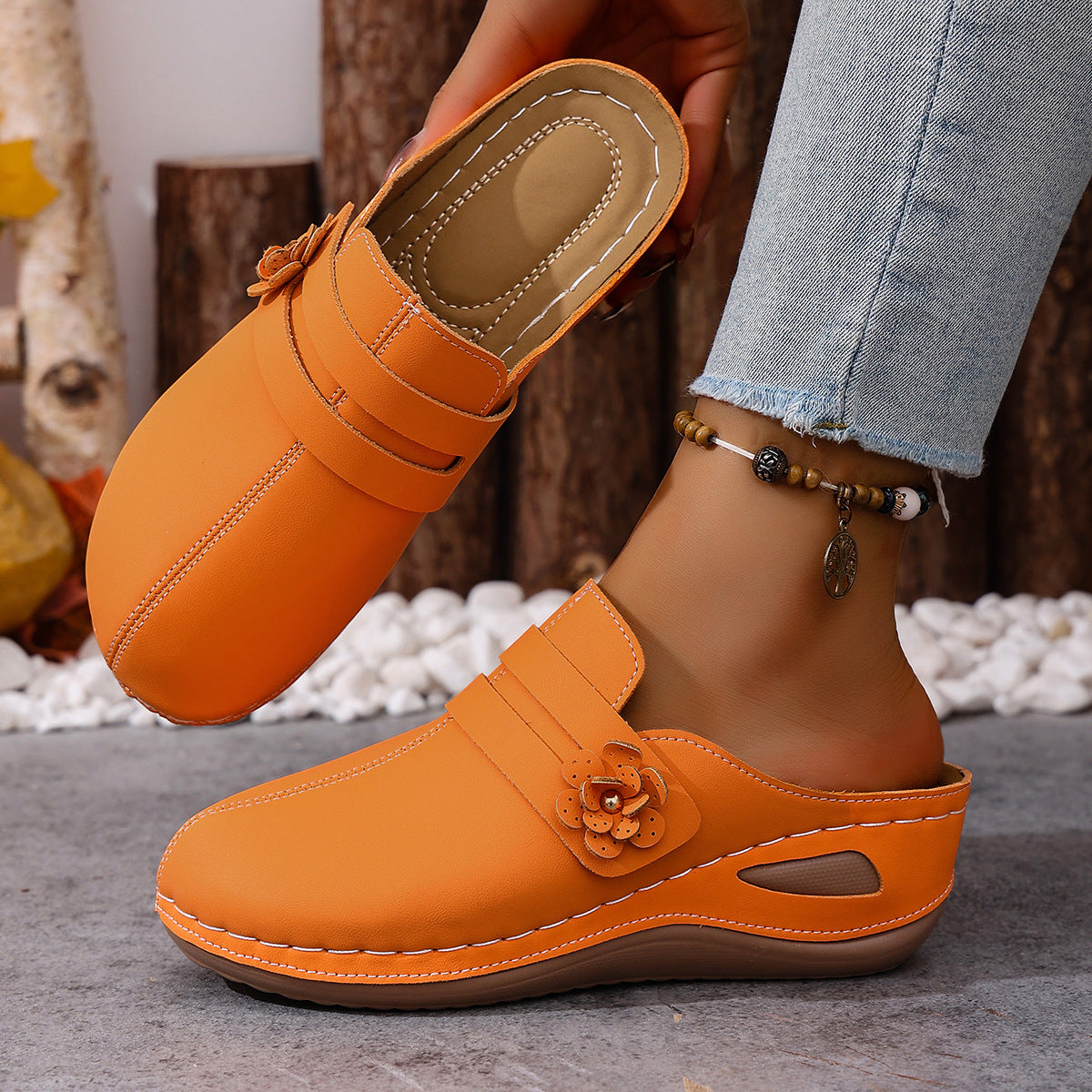 🔥🎉Wysokiej jakości buty damskie, miękka i wygodna podeszwa, wzór retro kwiatowy.