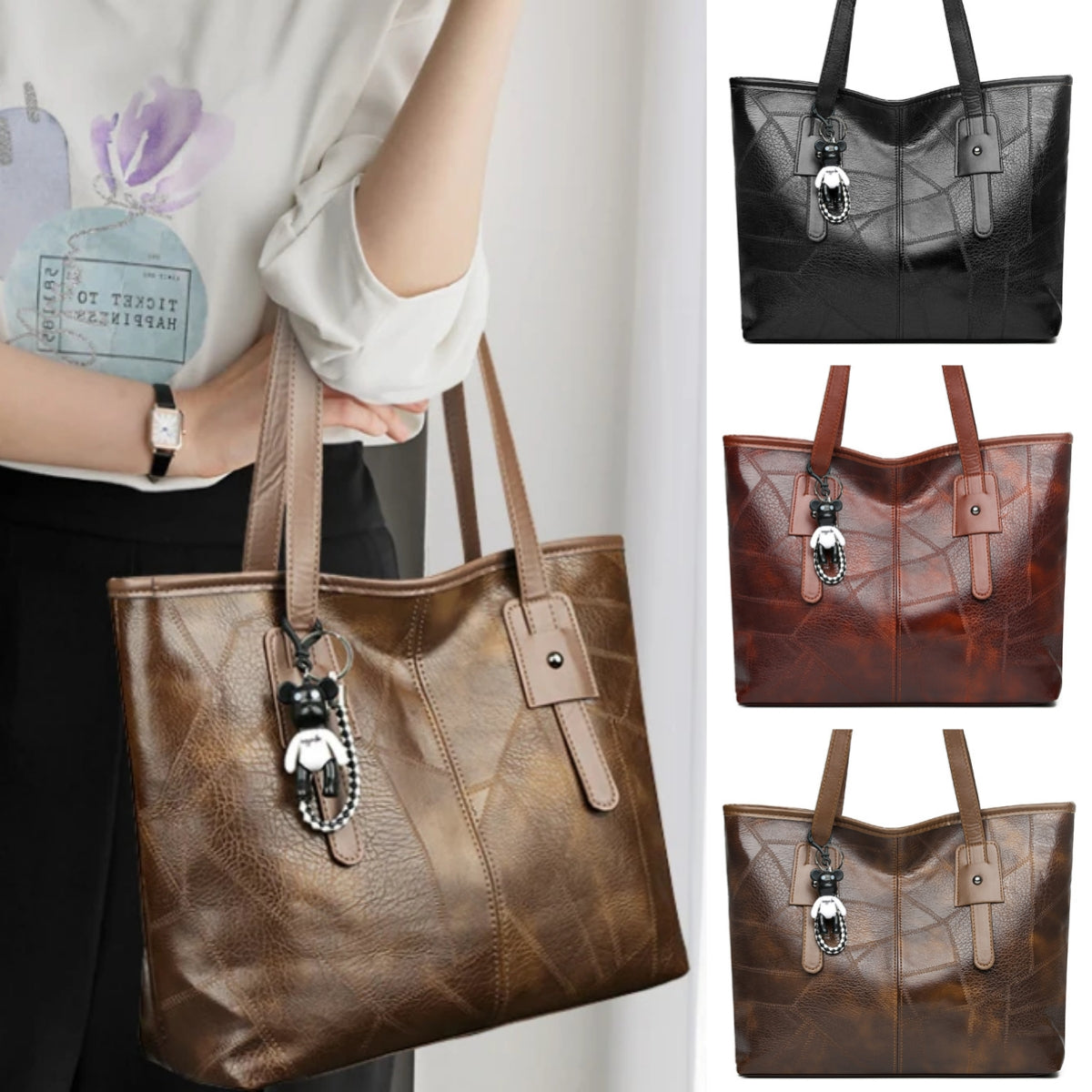 👜Bolso de hombro de cuero suave a la moda para mujer✨Informal de gran capacidad✨