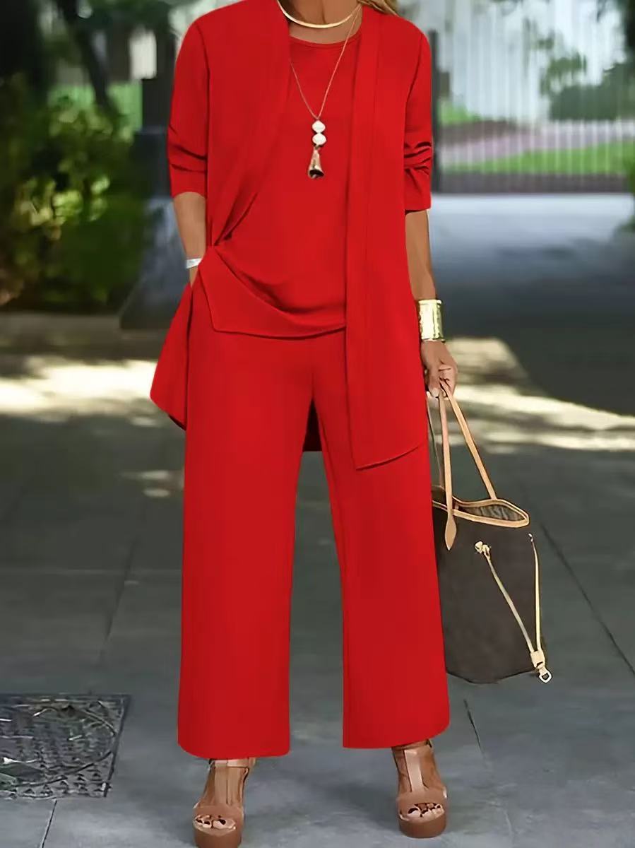 🧥 Elegante conjunto de tres piezas para mujer con corte ancho 🍂