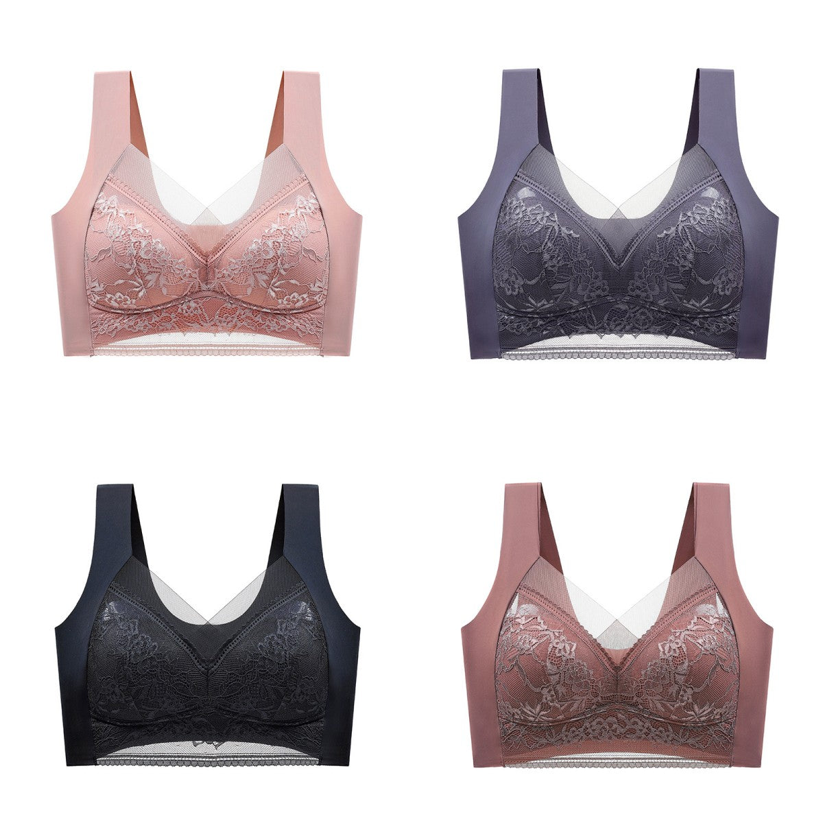 【30%OFF】🔥【4 darabos】👙【40-110 KG】Kényelmes varrat nélküli csipke melltartó