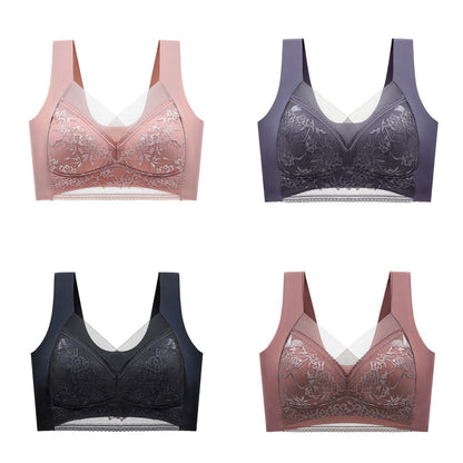 【30%OFF】🔥【4 darabos】👙【40-110 KG】Kényelmes varrat nélküli csipke melltartó
