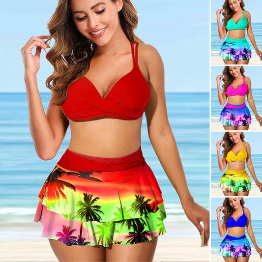 🔥👙【S-3XL】2025 stil nou, set de costume de baie sexy pentru bikini cu volane desfăcute imprimate