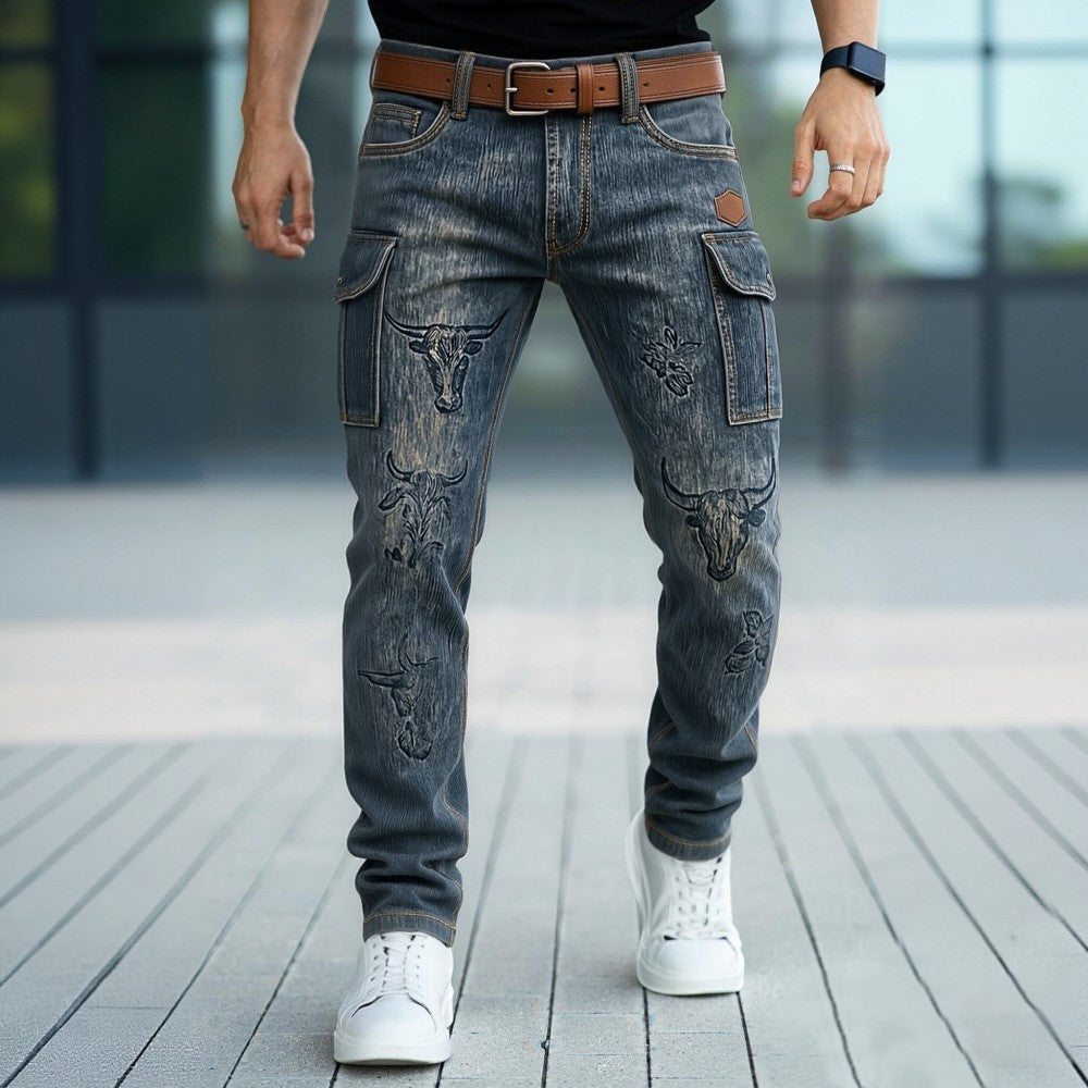 Nowe spodnie bojówki retro, spodnie męskie w stylu punk, gorąco sprzedające się.