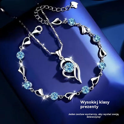 ✨💎💎Serce oceanu bransoletka + naszyjnik zestaw
