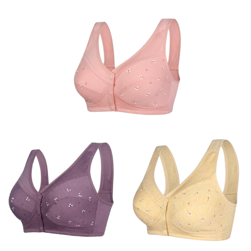 ✨【Cumpără 3 primești 3 gratis】💞[40-105kg]Sutien elegant din bumbac cu nasturi în față pentru femei de vârstă mijlocie🎉49% REDUCERE