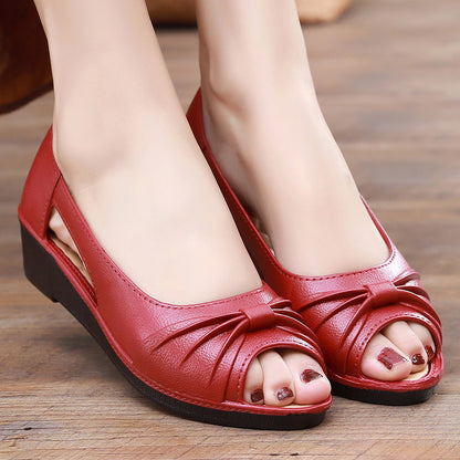 🌼Sandale Elegante Cu Culoare Solidă Pentru Femei, Talpă Moale Cu Platformă, Încălțăminte Casual Cu Decupaje, Pantofi Cu Vârf Deschis Și Talpă În Formă De Călcâi Pentru Vara