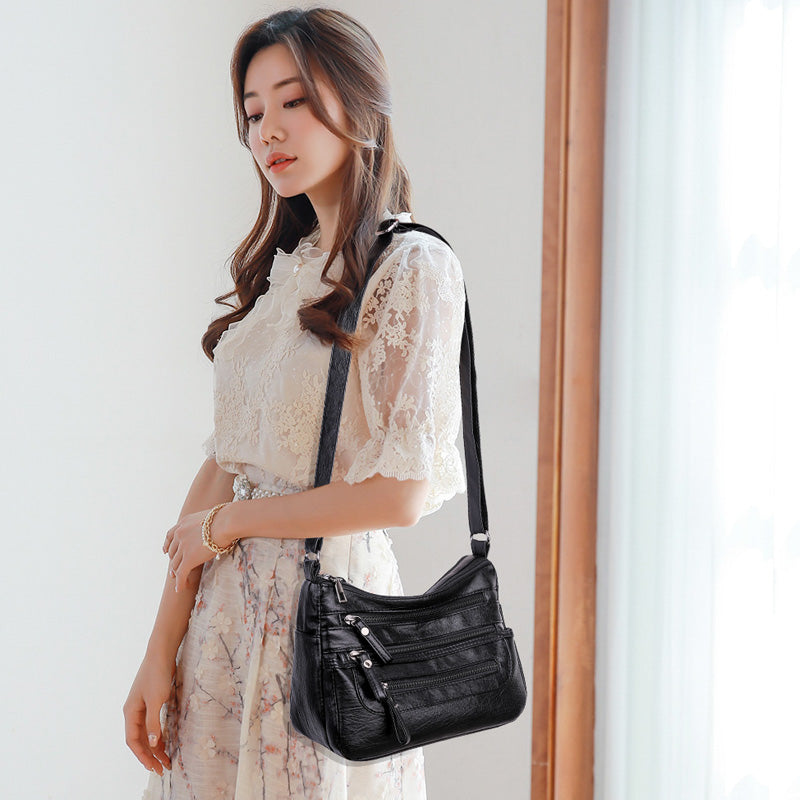 Modna torba na ramię z miękkiej skóry o dużej pojemności