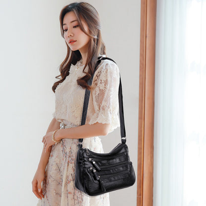 Modna torba na ramię z miękkiej skóry o dużej pojemności