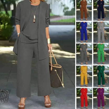 🧥 Elegante conjunto de tres piezas para mujer con corte ancho 🍂