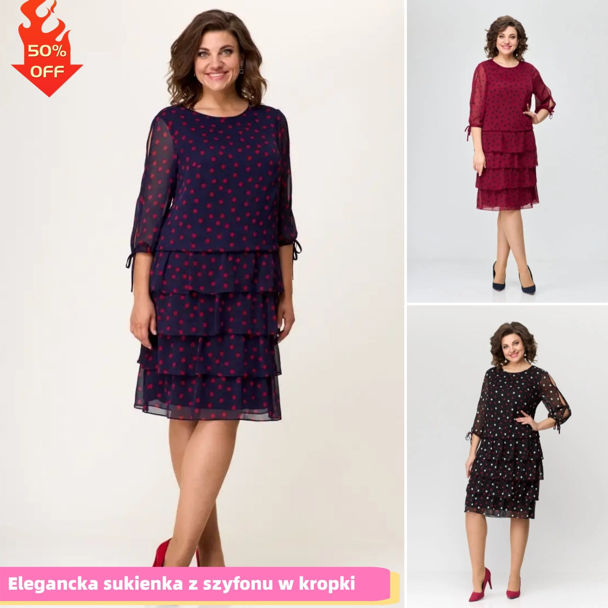 🏆【S-5XL】💃 Luksusowa sukienka o lekkiej sylwetce, wykonana z wygodnego szyfonu.